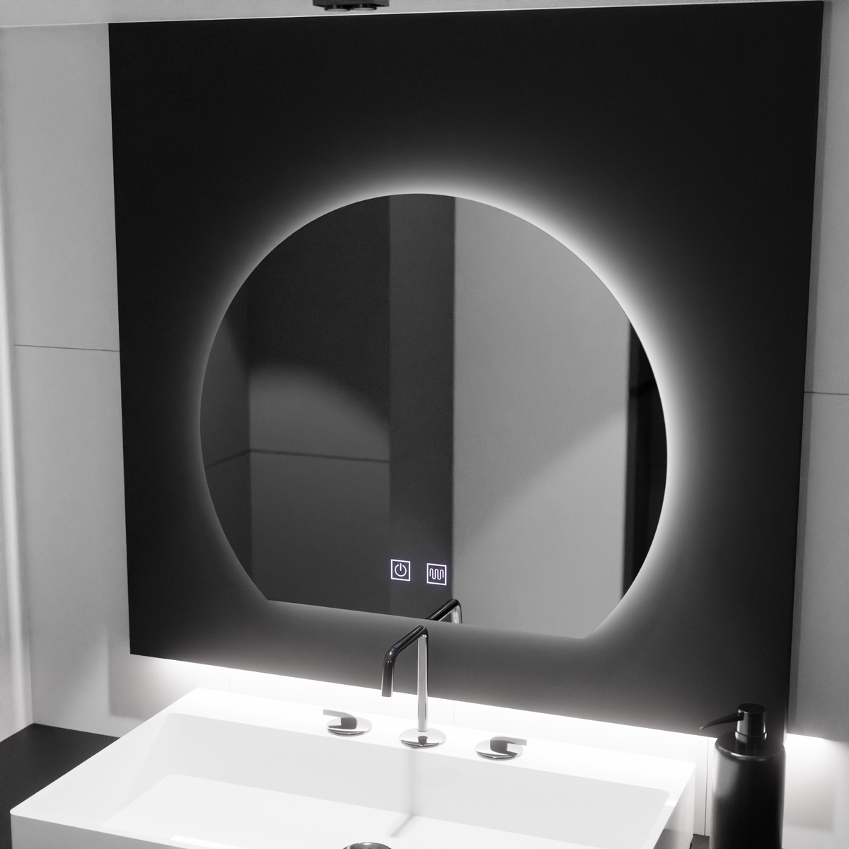 Oglinda LED Semiluna, 60x54, Soluna Touch, Sistem Dezaburire, Dimabila