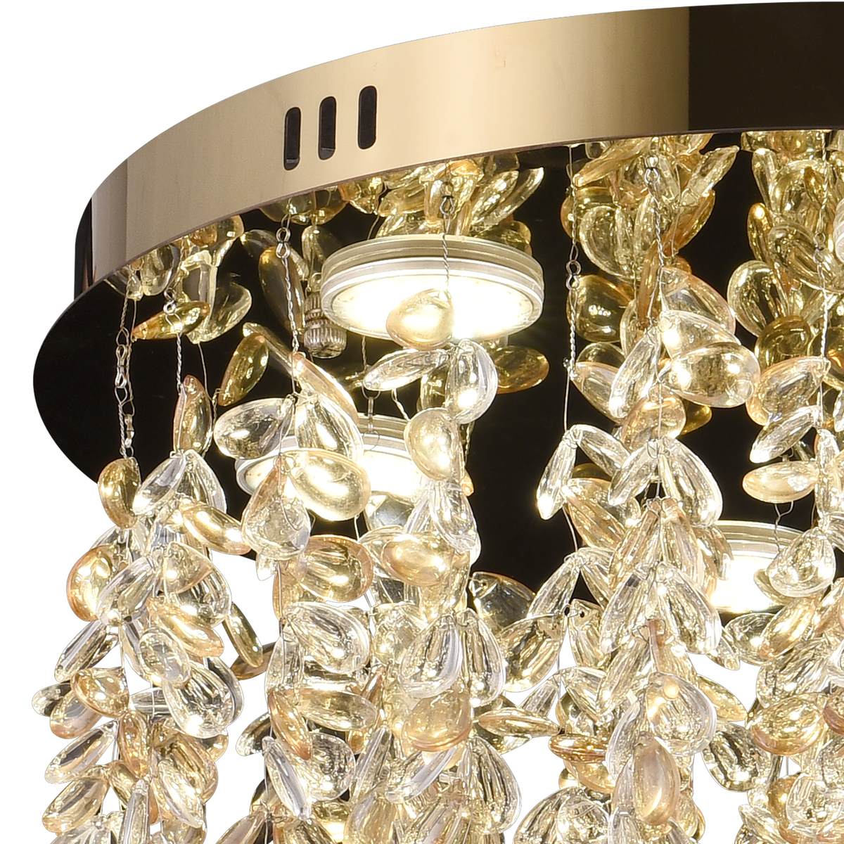 Candelabru LED Cristal LLC213/400GD Rotund, 22W, Lumina Rece/Calda/Neutra, Cristal, Auriu
