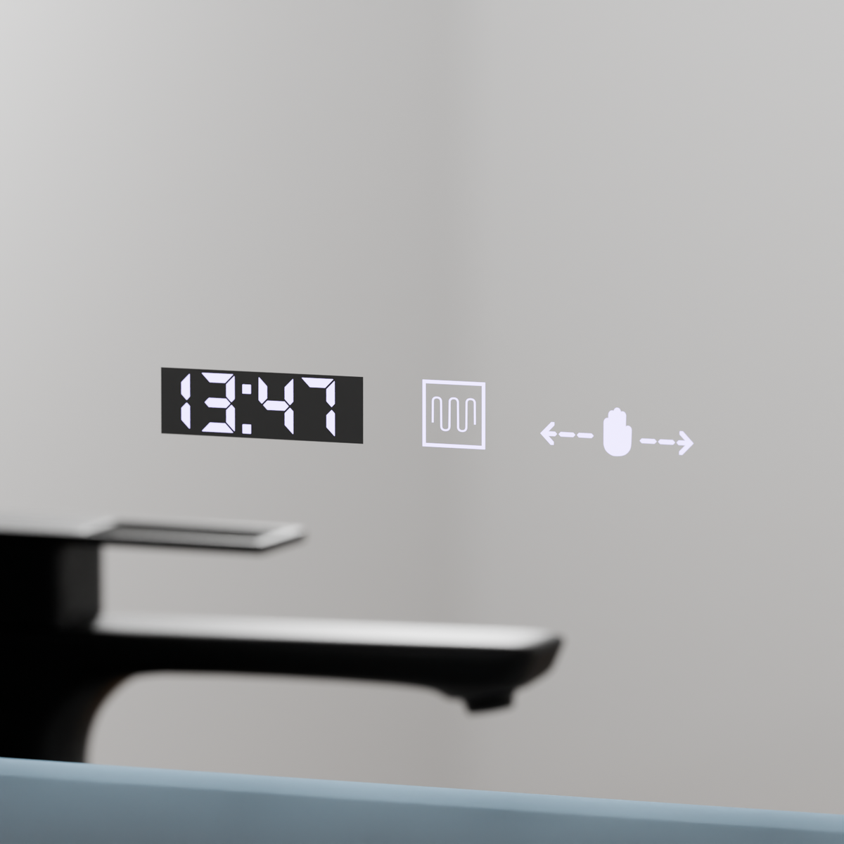 Oglinda LED Rectangulara, 80x60cm, ELANCEE Senzor MotionGlow Marcello, Sistem Dezaburire, Ceas & Termometru, Dimabila
