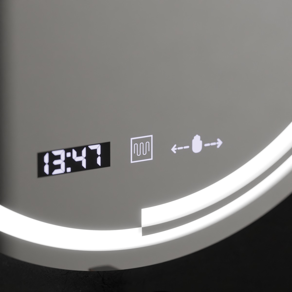 Oglinda LED Rotunda, 60cm, Senzor MotionGlow Consuel Marcello, Sistem Dezaburire, Ceas & Termometru, Dimabila, imaginea 2
