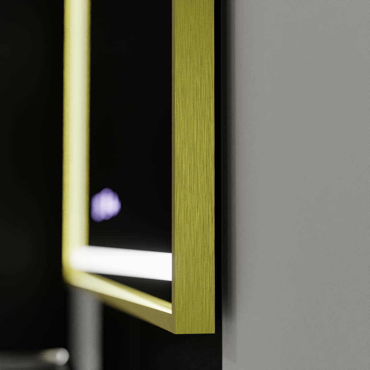 Oglinda LED Rectangulara, 120x80cm, Verite Royale Gold MotionGlow Marcello, Sistem Dezaburire, Ceas & Termometru, Dimabila