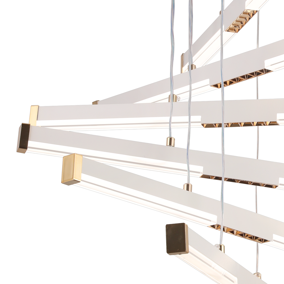 Lustra LED Suspendata Acril LT183/5WH, 68W, Lumina 3000/4000/6000K, Alb, Inaltime Reglabila