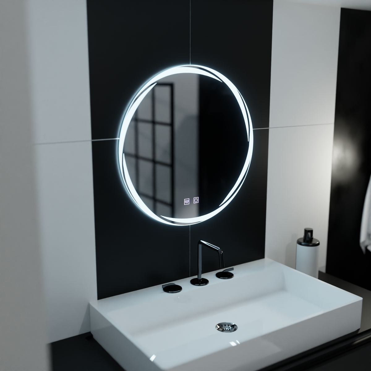 Oglinda LED Rotunda, 70cm, Zaffiro Touch, Sistem Dezaburire, Dimabila E48S/70X70