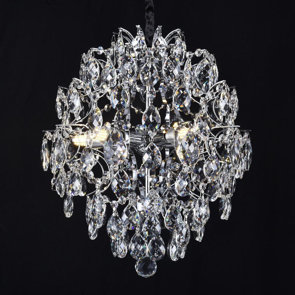 Candelabru Cristal CRYSTARA Nobile, 5x E14, Diametru 40cm, Crom Lucios
