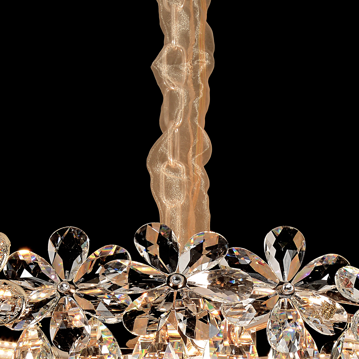 Candelabru Cristal Magno 11xE14, Diametru 60cm, Auriu Lucios, Inaltime Reglabila, Metal si Cristal