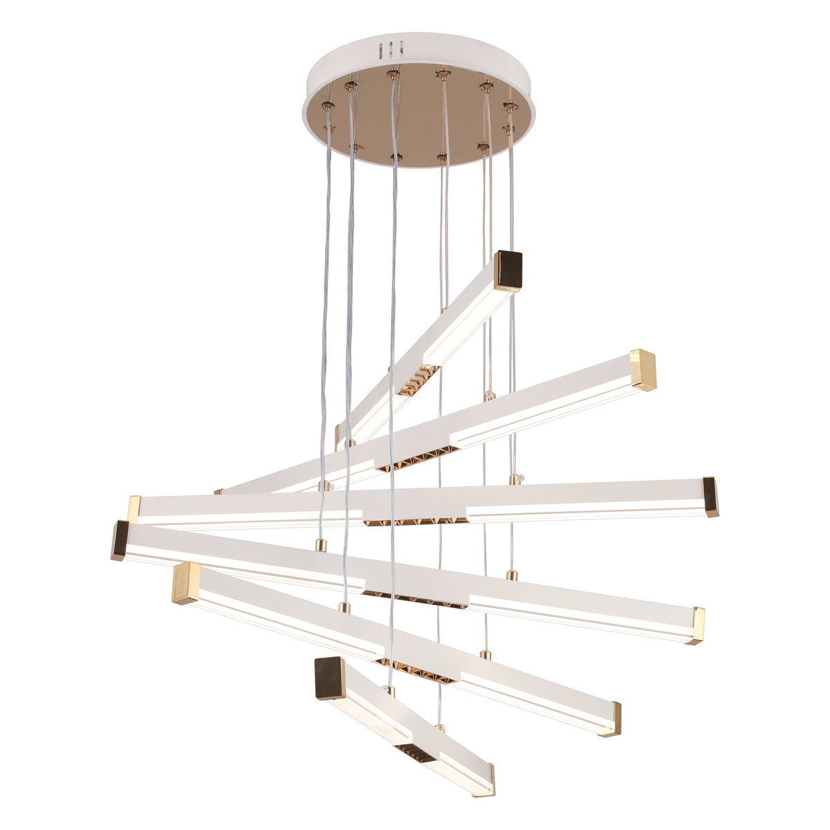 Lustra LED Suspendata Acril LT183/5WH, 68W, Lumina 3000/4000/6000K, Alb, Inaltime Reglabila