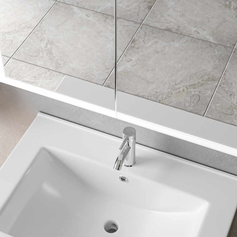 Oglinda LED cu Dulap MODA 60x70 cm Alb  Iluminare Perimetrala si Senzor Radar, imaginea 3