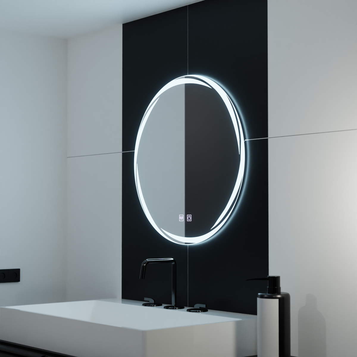 Oglinda LED Rotunda, 70cm, Zaffiro Touch, Sistem Dezaburire, Dimabila E38S/70X70