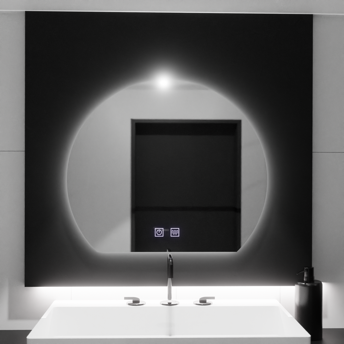Oglinda LED Semiluna, 60x54, Soluna Touch, Sistem Dezaburire, Dimabila