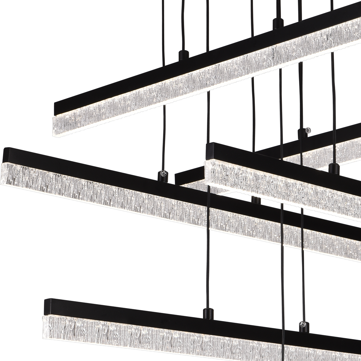 Lustra LED Suspendata cu Telecomanda, STRATA, 6 elemente, 82W, Lumina 3000/4000/6000K, Negru, Inaltime Reglabila
