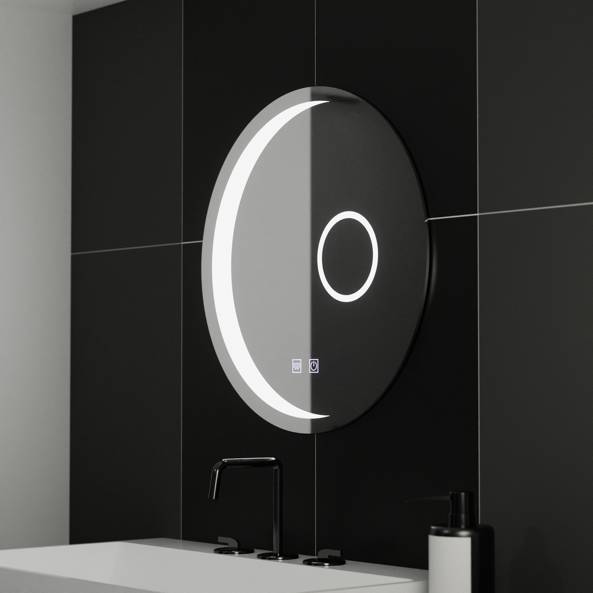 Oglinda LED Rotunda, 70cm, Orbis Touch, Sistem Dezaburire, Dimabila