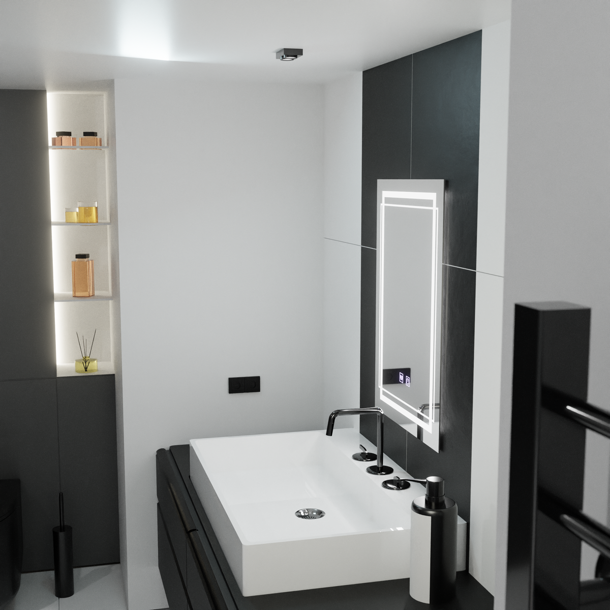 Oglinda LED Rectangulara, 50x70cm, KOVEN Touch, Sistem Dezaburire,Dimabila