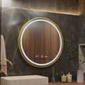 Oglinda LED Rotunda, 60cm, Celeste Royale Gold MotionGlow Marcello, Sistem Dezaburire, Ceas & Termometru, Dimabila
