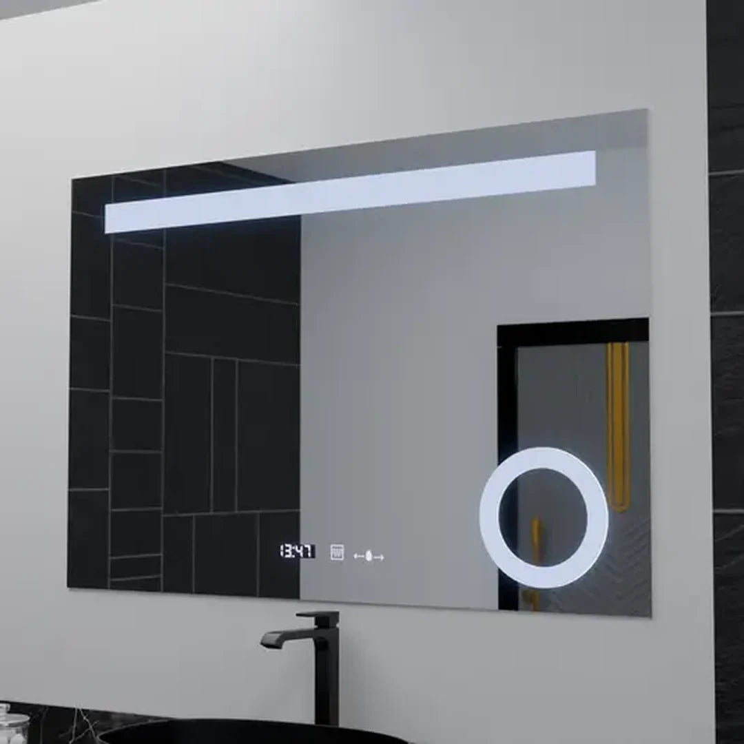 Oglinda LED Rectangulara, 100x75cm, ABSOLU MotionGlow Marcello, Sistem Dezaburire, Ceas & Termometru, Lupa Cosmetica, Dimabila, imaginea 1