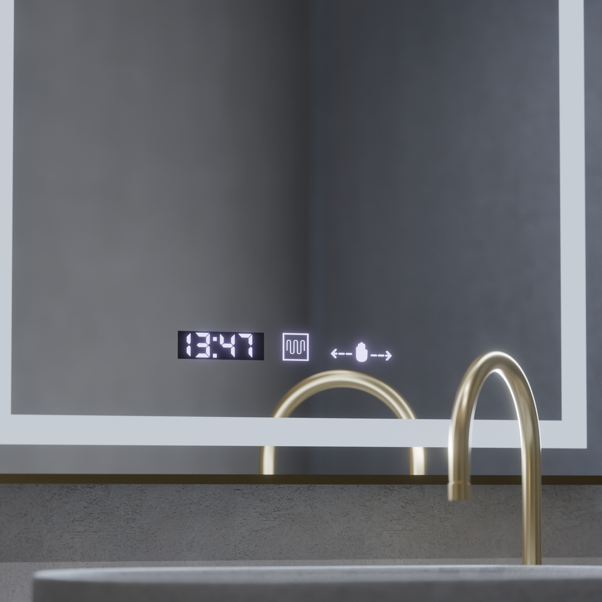 Oglinda LED Rectangulara, 60x80cm, Verite Royale Gold MotionGlow Marcello, Sistem Dezaburire, Ceas & Termometru, Dimabila, imaginea 4