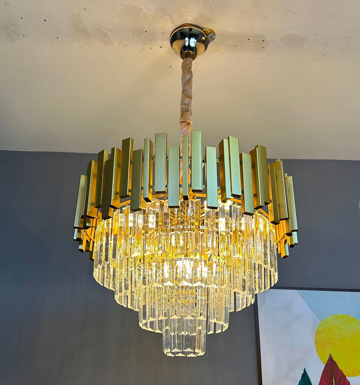 Candelabru Cristal BLOIS Magno, 8x E14, Diametru 60cm, Auriu, Inaltime Reglabila