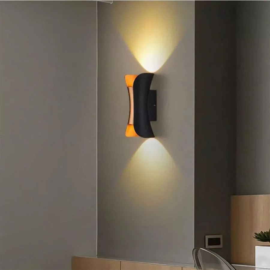 Aplica LED de Exterior Pauline 2, 10W, 20x10, 3000K, Metal, Negru si Auriu, imaginea 2