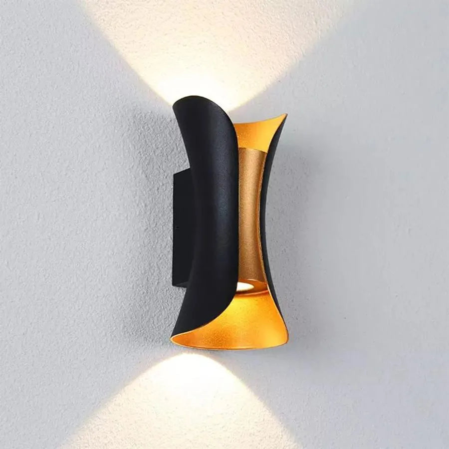 Aplica LED de Exterior Pauline 2, 10W, 20x10, 3000K, Metal, Negru si Auriu, imaginea 3