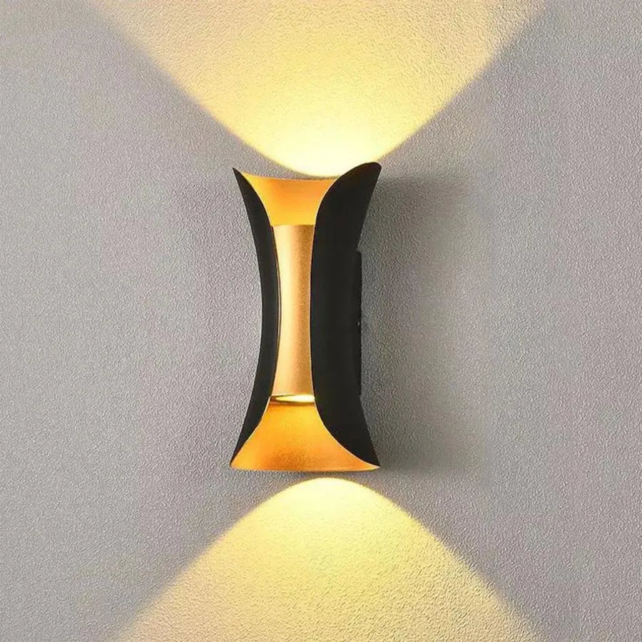 Aplica LED de Exterior Pauline 2, 10W, 20x10, 3000K, Metal, Negru si Auriu, imaginea 4
