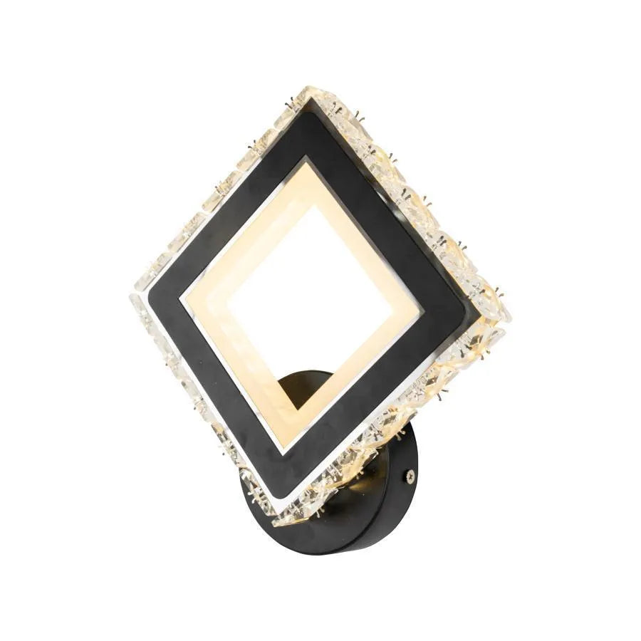 Aplica LED TERRANO cu Cristale, Patrat, 24W, Lumina Rece/Calda/Neutra, Negru & Inox, imaginea 5
