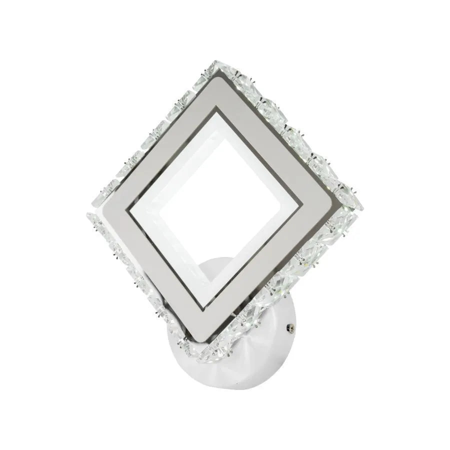 Aplica LED TERRANO cu Cristale, Patrat, 24W, Lumina Rece/Calda/Neutra, Alb & Inox