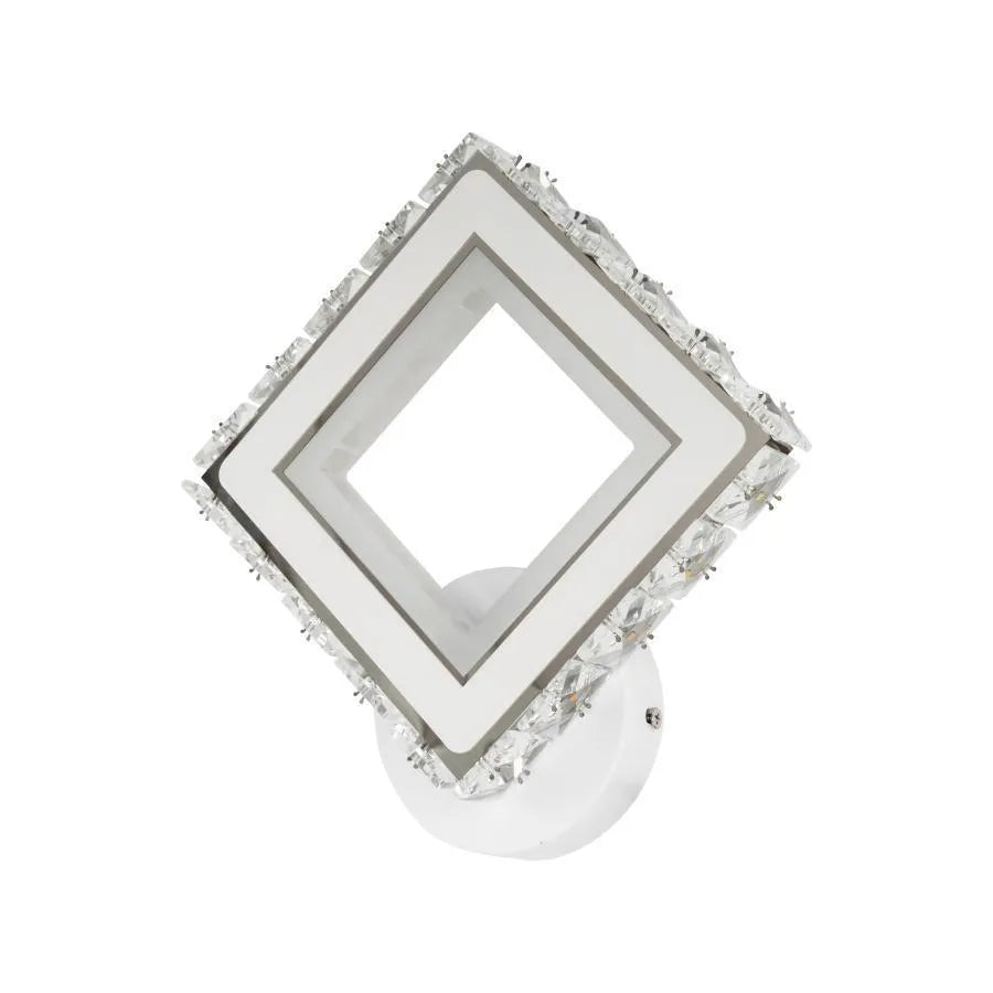 Aplica LED TERRANO cu Cristale, Patrat, 24W, Lumina Rece/Calda/Neutra, Alb & Inox
