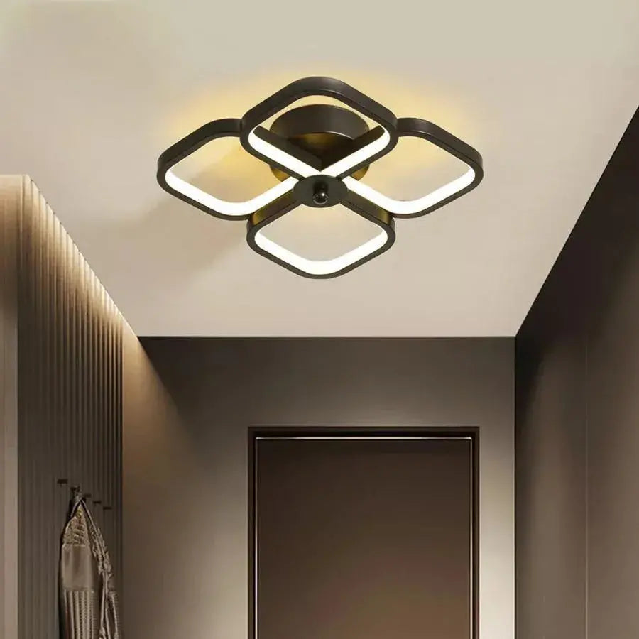 Lustra LED VERTEX Tesser 34W, 4 Patrate, lumina Rece/Calda/Neutra, Negru, imaginea 1