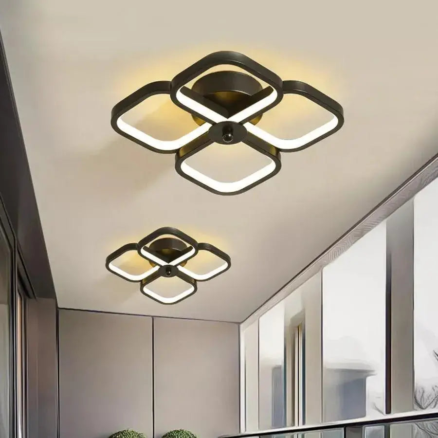 Lustra LED VERTEX Tesser 34W, 4 Patrate, lumina Rece/Calda/Neutra, Negru, imaginea 3