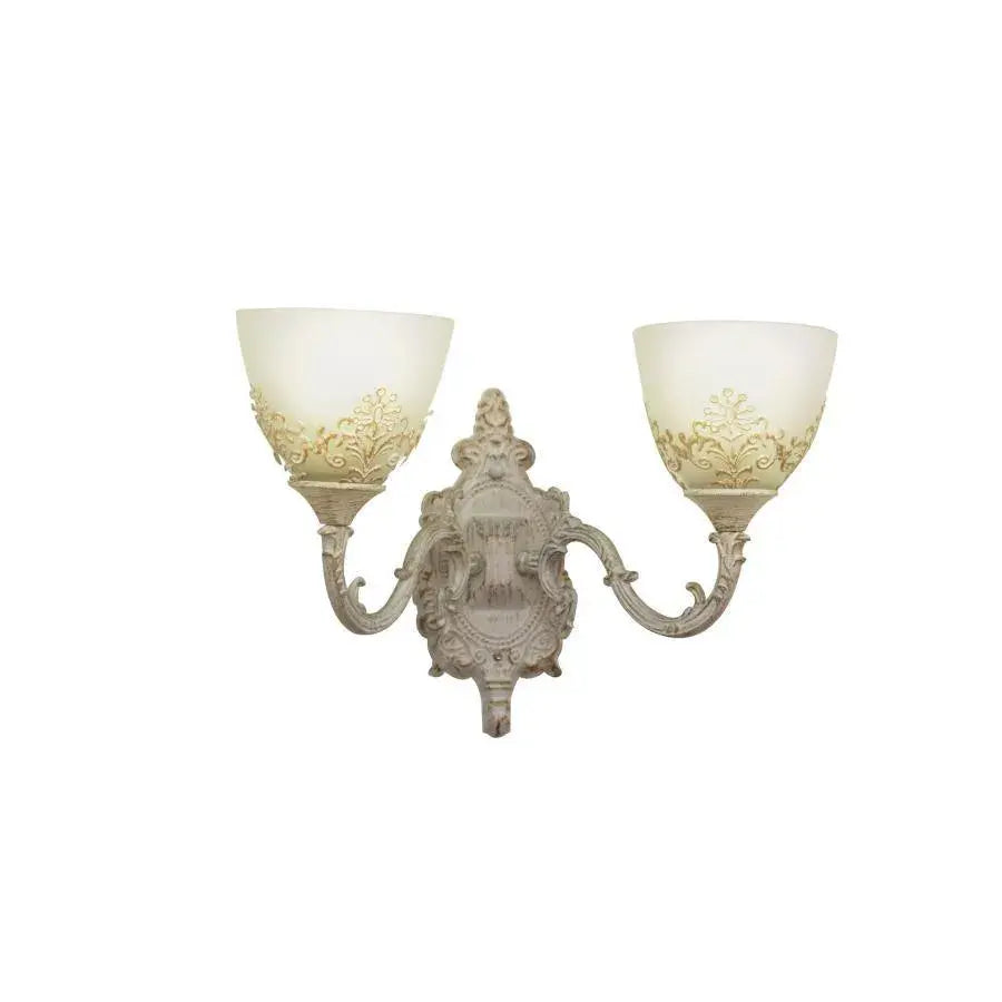 Aplica Rustic COTTAGE, 2xE27, Alb, Metal si Sticla