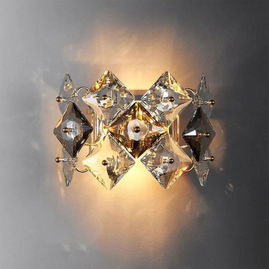 Aplica Zarina 2xE14, Metal si Cristal, Auriu