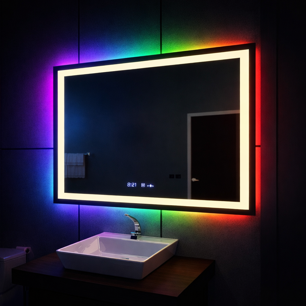Oglinda LED Rectangulara 120x80cm Vérité MotionGlow Marcello, Sistem Dezaburire, Ceas & Termometru, Dimabila W09/120X80BTRGB