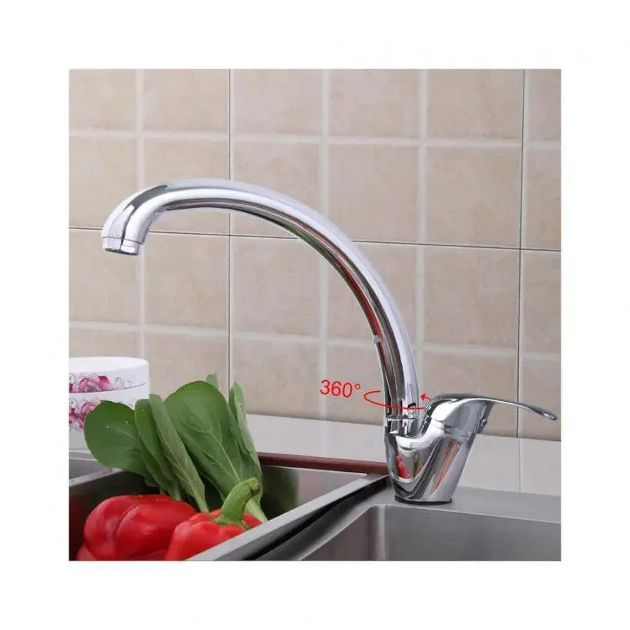 Baterie Bucatarie Crom Lucios LB00C, Pipa Lebada Pivotanta, Cartus Ceramic, Set Complet cu Racorduri si Sistem de Fixare