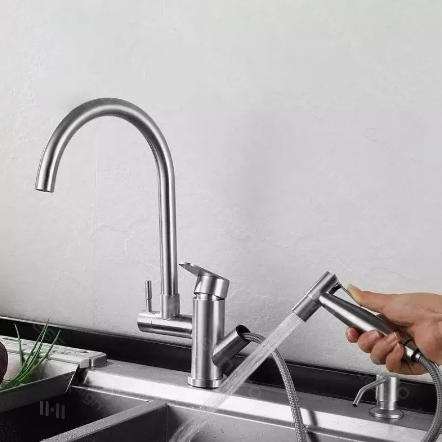 Baterie Bucatarie cu Dus Extractibil, Inox SUS304, Satinat, CF034