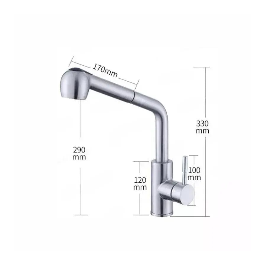 Baterie bucatarie cu dus extractibil Starke CF019, monocomanda, inox, cartus ceramic, satinat, imaginea 4