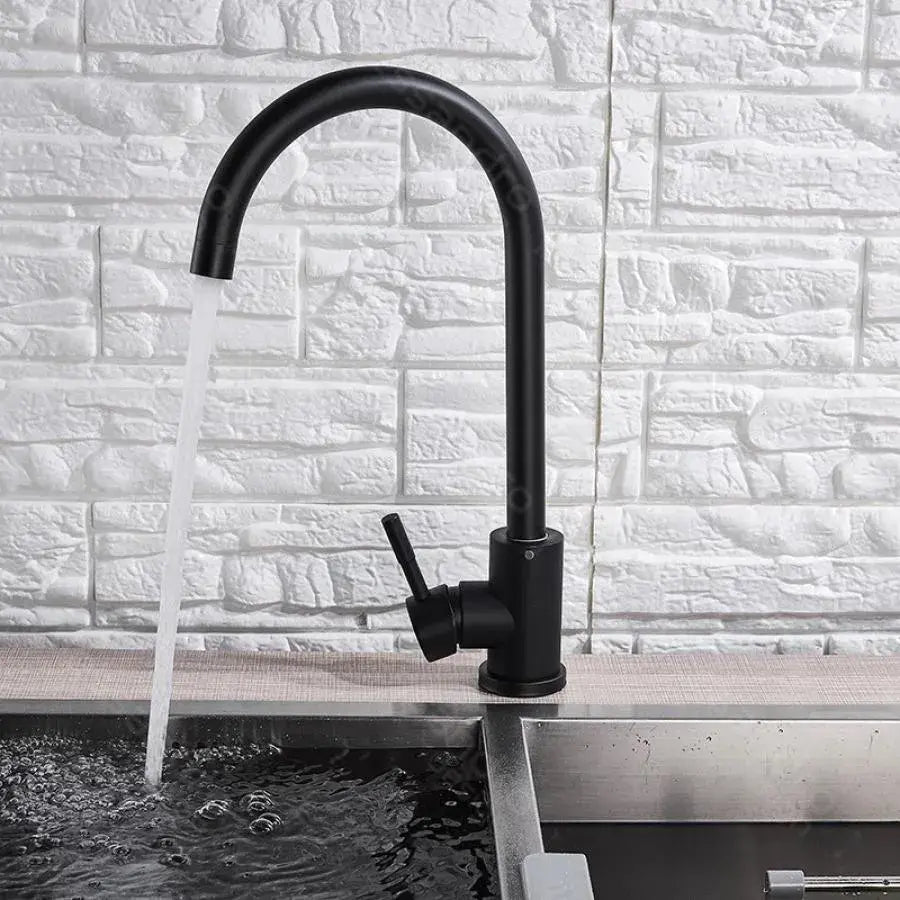 Baterie Bucatarie Monocomanda Pipa Pivotanta Cartus Ceramic Inox Negru Satin Racorduri Kit Fixare Incluse CF001BK, imaginea 2