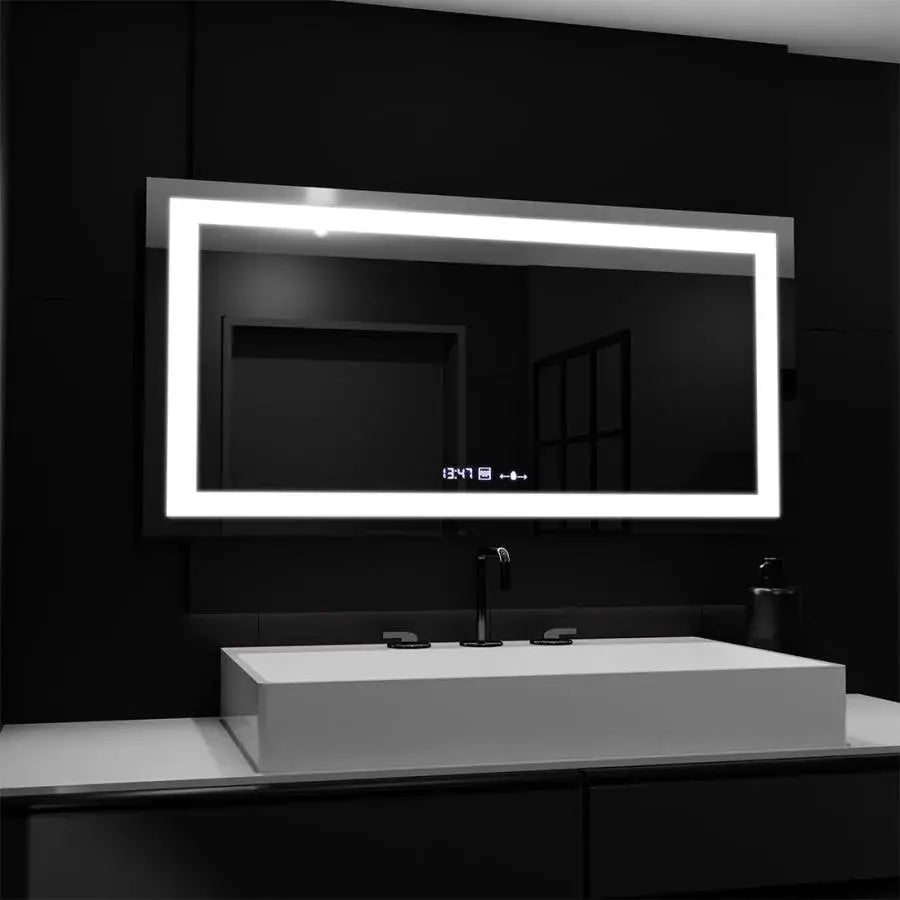 Oglinda LED Rectangulara, 160x80cm, Senzor, Verite MotionGlow Marcello, Sistem Dezaburire, Ceas & Termometru, Dimabila