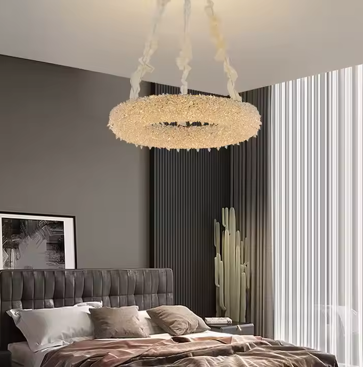 Candelabru Cristal PRAGA Magno, 26W, Lumina Calda/Rece/Neutra, Diametru 47cm, Auriu, Inaltime Reglabila