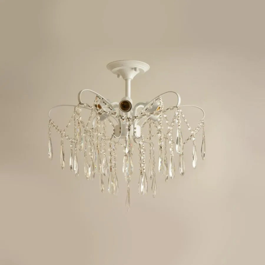 Candelabru Akihiro 6xE27, Alb, Metal si Cristal