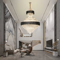 Candelabru Cristal VERSAILLES Supremo Reale 20xE27, Diametru 80cm x Inaltime 110cm, Auriu Lucios si Negru, Inaltime Reglabila