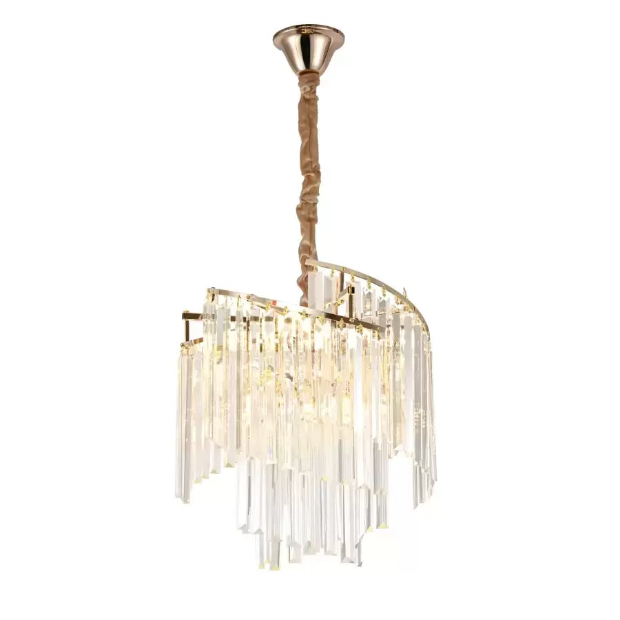 Candelabru Cristal TRIANON Nobile 5x E27, Diametru 38cm, Auriu Lucios, Inaltime Reglabila
