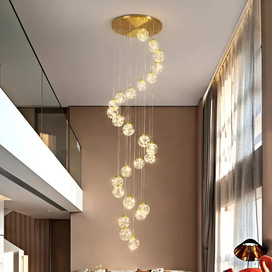 Candelabru Cristal LED KILKENNY Culmino, 144W, Lumina Neutra, Diametru 60cm, Auriu