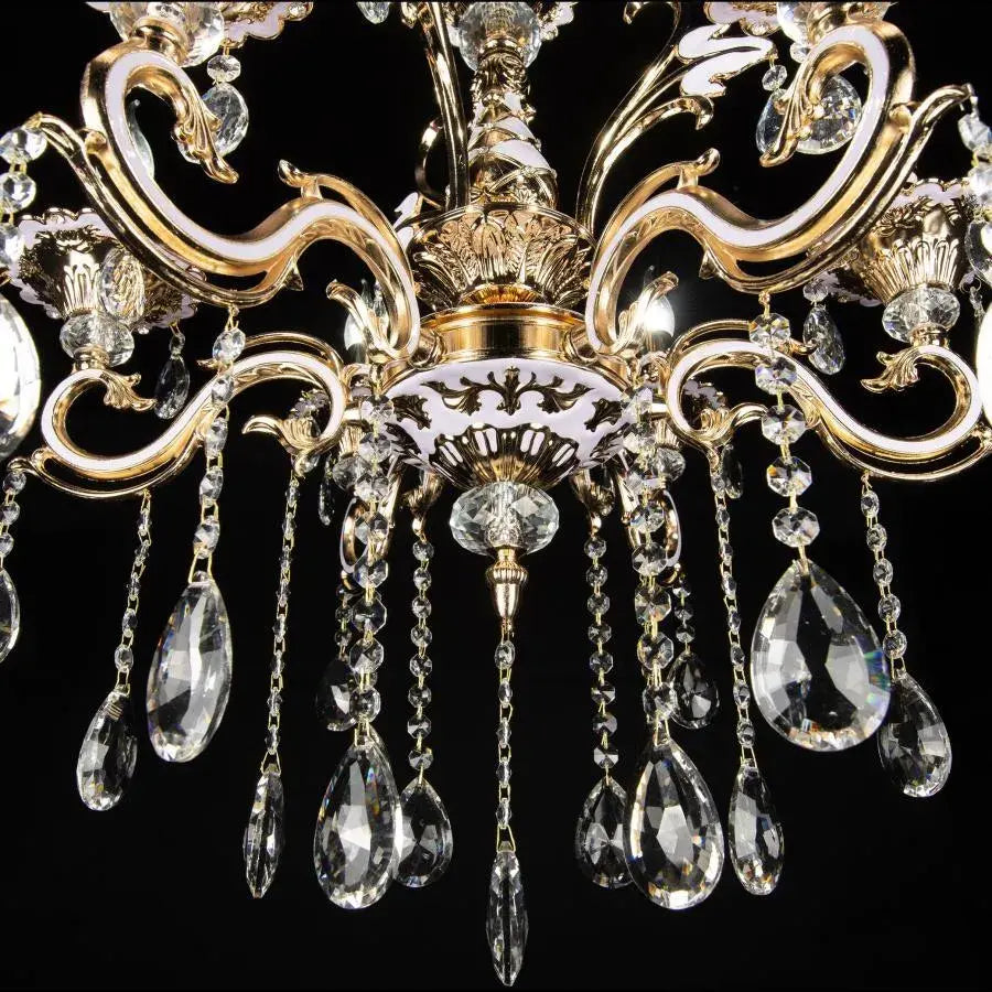 Candelabru Cristal Luciano, 6xE14, Auriu, Metal si Cristal