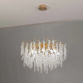 Candelabru Cristal WALTZ Cascade, 6xG9, Auriu, diametru 45cm, Inaltime Reglabila