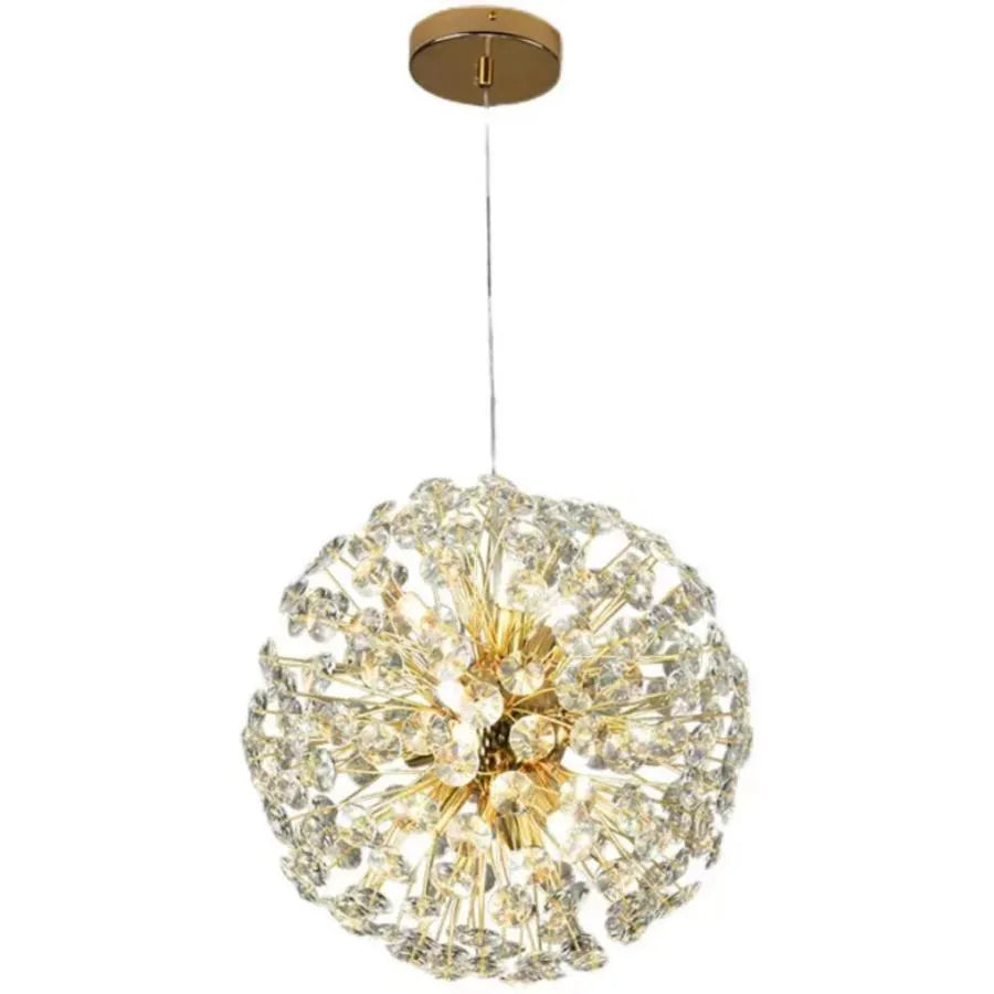 Candelabru Cristal KHUJANT 8x G9, Diametru 40cm, Auriu Lucios, Inaltime Reglabila