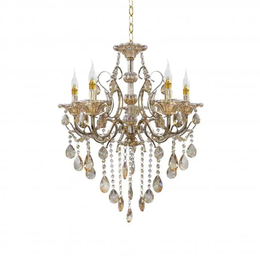 Candelabru Imperial 5xE14, Auriu, Metal si Cristal