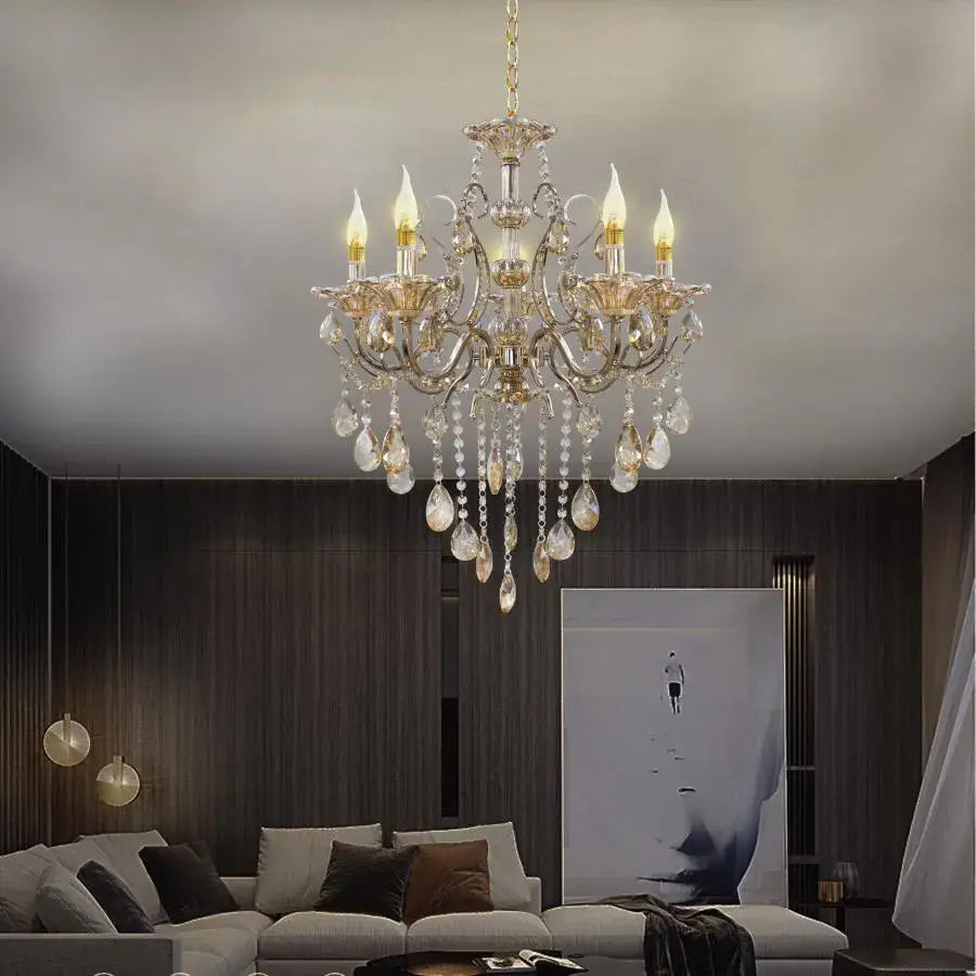 Candelabru Imperial 5xE14, Auriu, Metal si Cristal