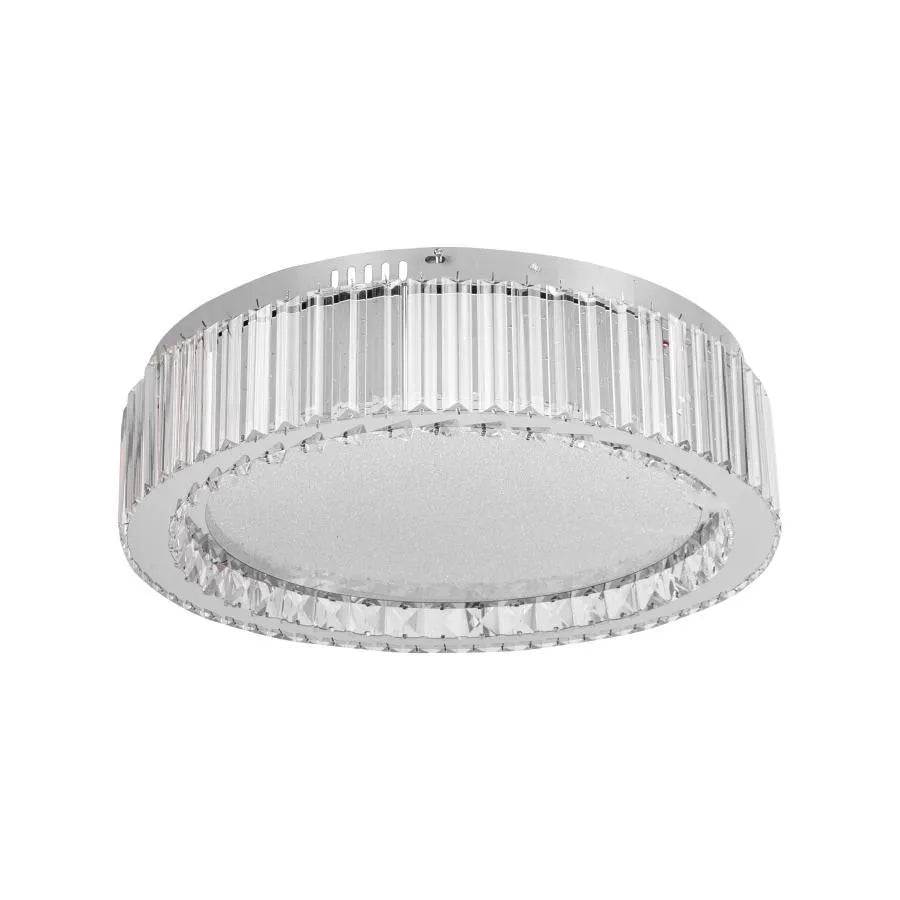 Lustra LED cu telecomanda si cristal MADOX 28W, lumina Rece/Calda/Neutra, Dimabila, Argintiu