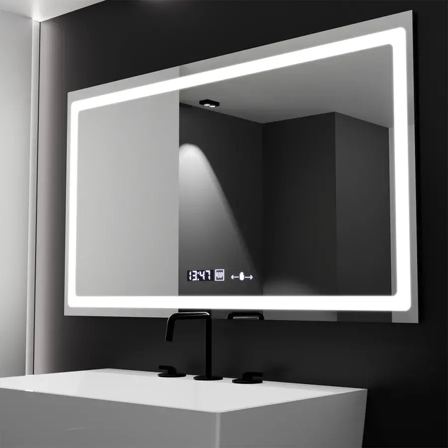 Oglinda LED Rectangulara, 120X70cm, Radiante Senzor MotionGlow Marcello, Sistem Dezaburire, Ceas & Termometru, Dimabila
