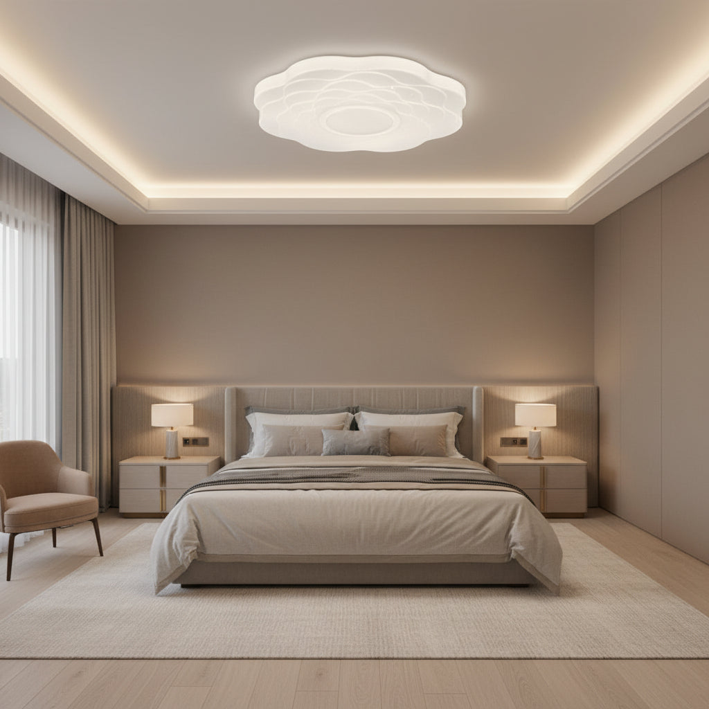 Plafonieră LED Floare 35 cm, 32W, 3000K / 4000K / 6000K, Alb, Metal si Acril, imaginea 1