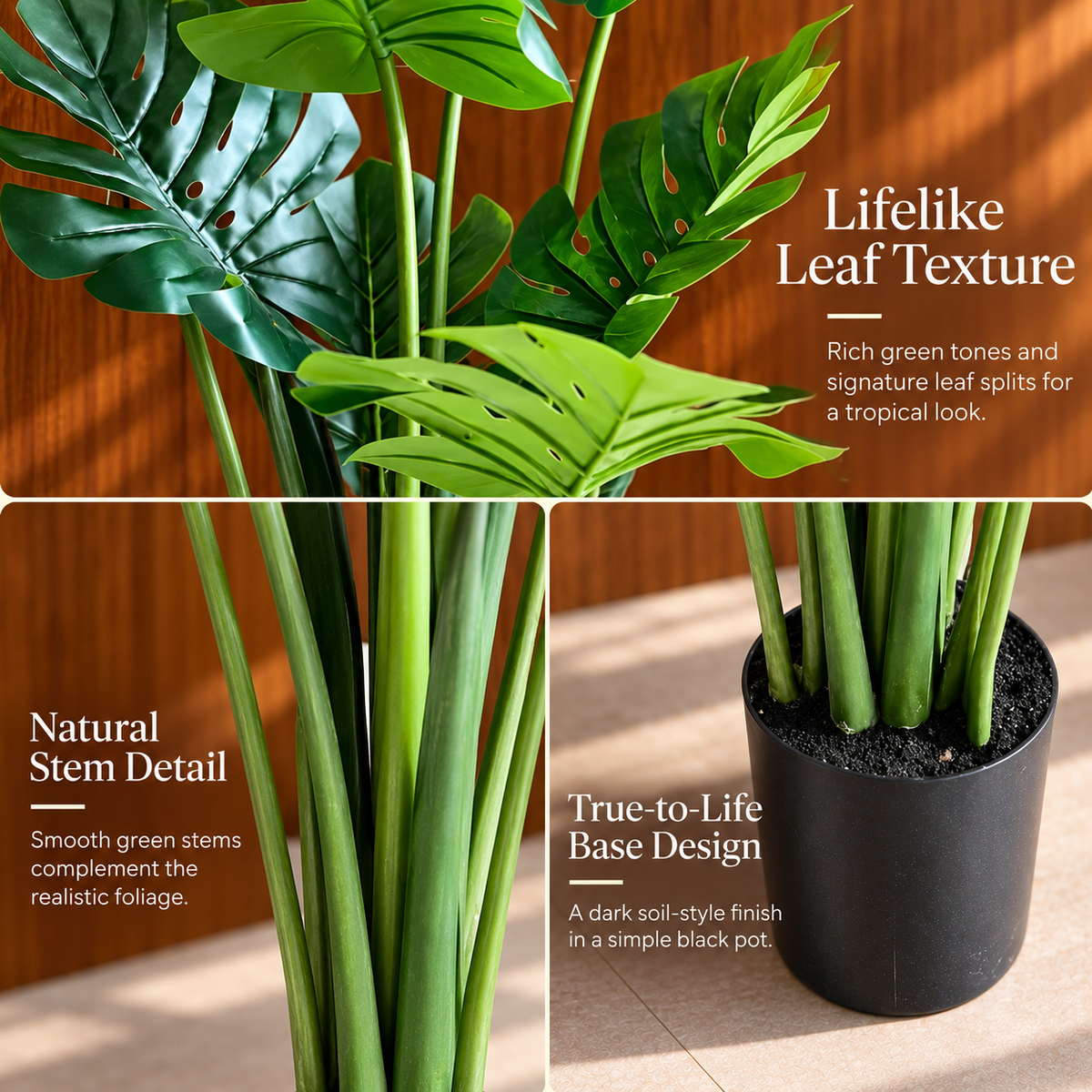 Decorațiune Monstrosa Deliciosa Artificial, Plastic, 160 cm, Verde